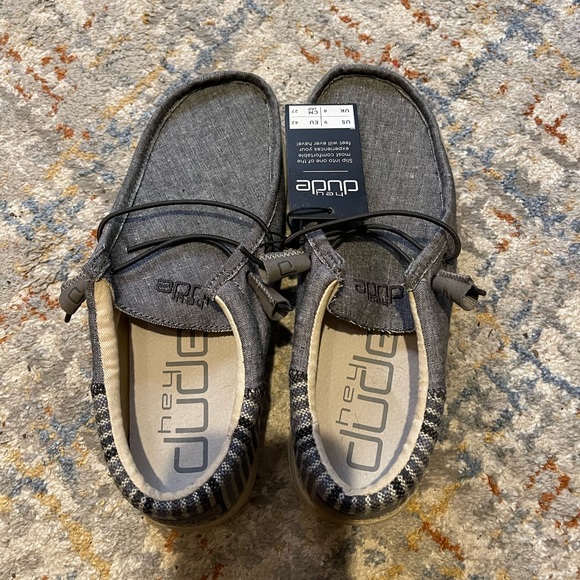 Grey stripes Hey Dudes, new with tags. Size US 9. - Picture 2 of 3